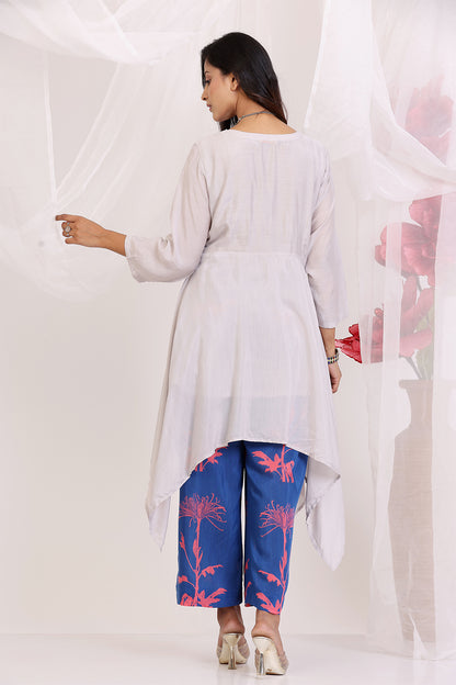 Light Grey And Blue Coord Set