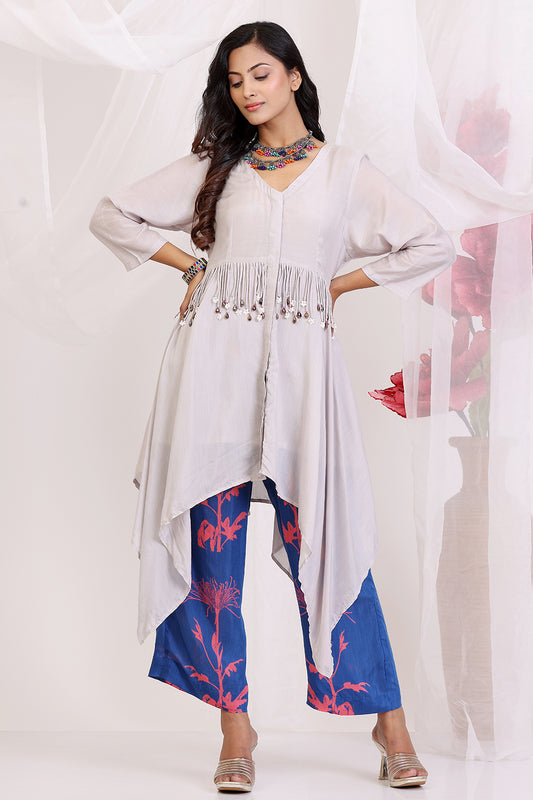 Light Grey And Blue Coord Set