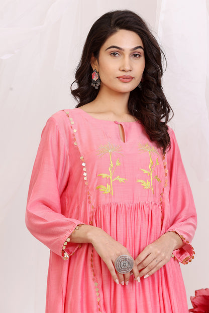 Coral And Ochre Yellow Kurta set