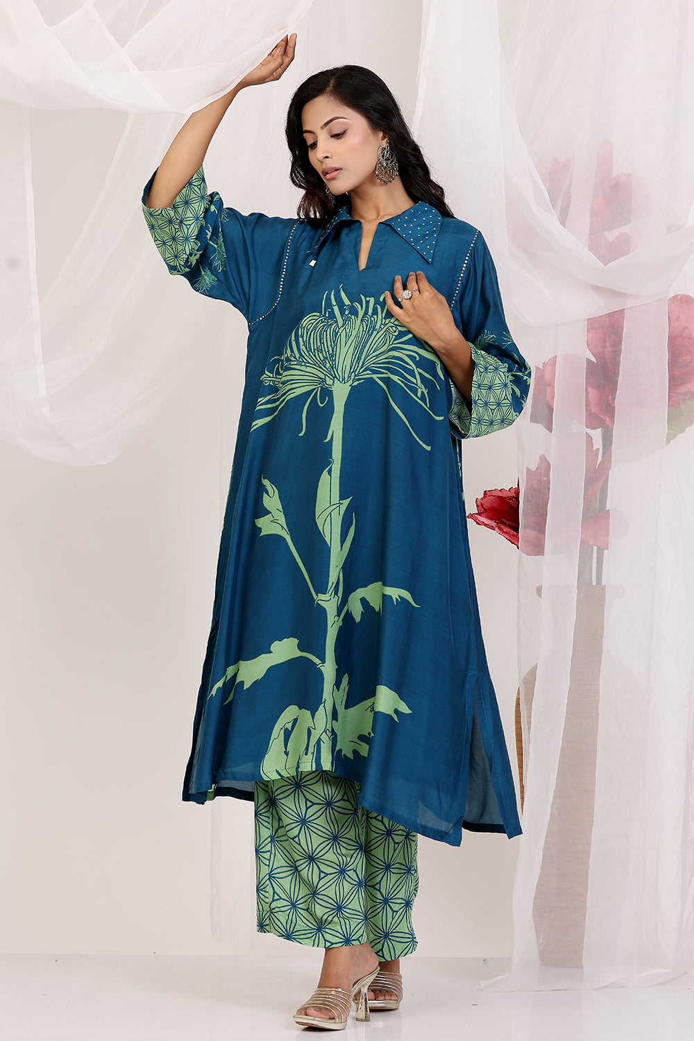 Kurta Set  Dark Blue Pear Green