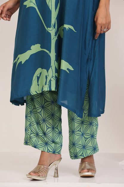 Kurta Set  Dark Blue Pear Green