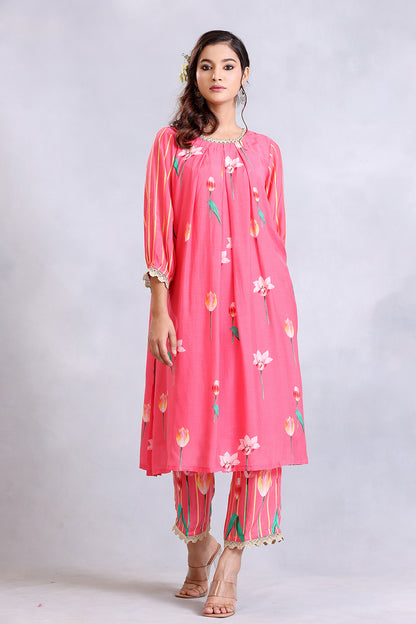 Coral Pink Kurta Set