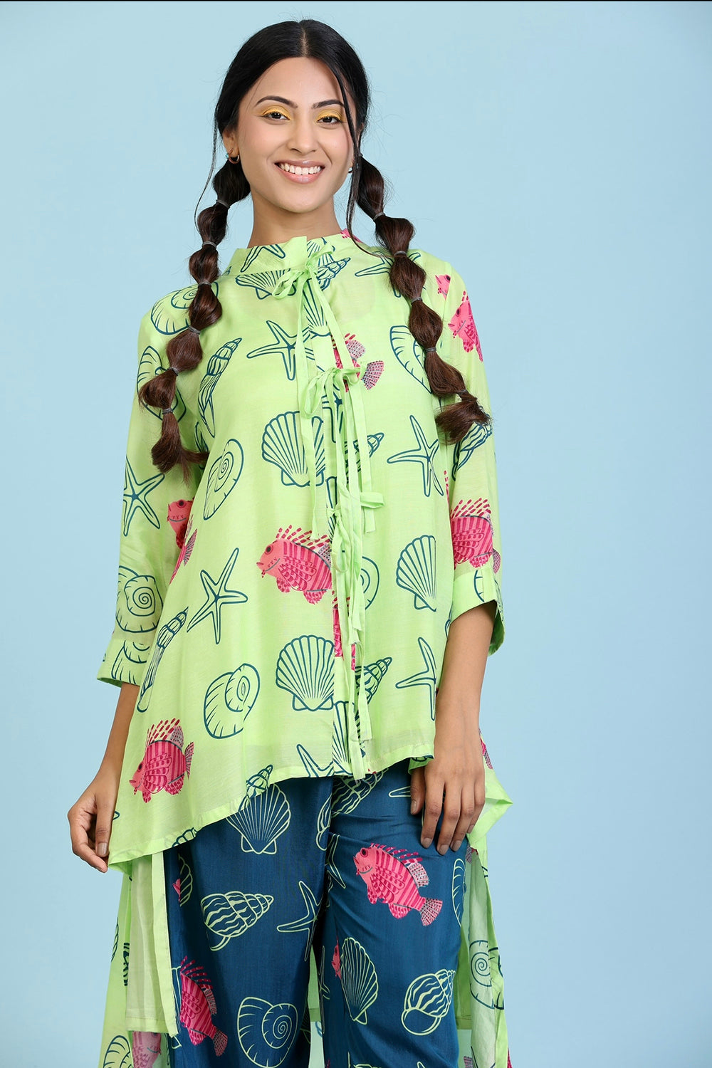 Designer Green And Blue Coord