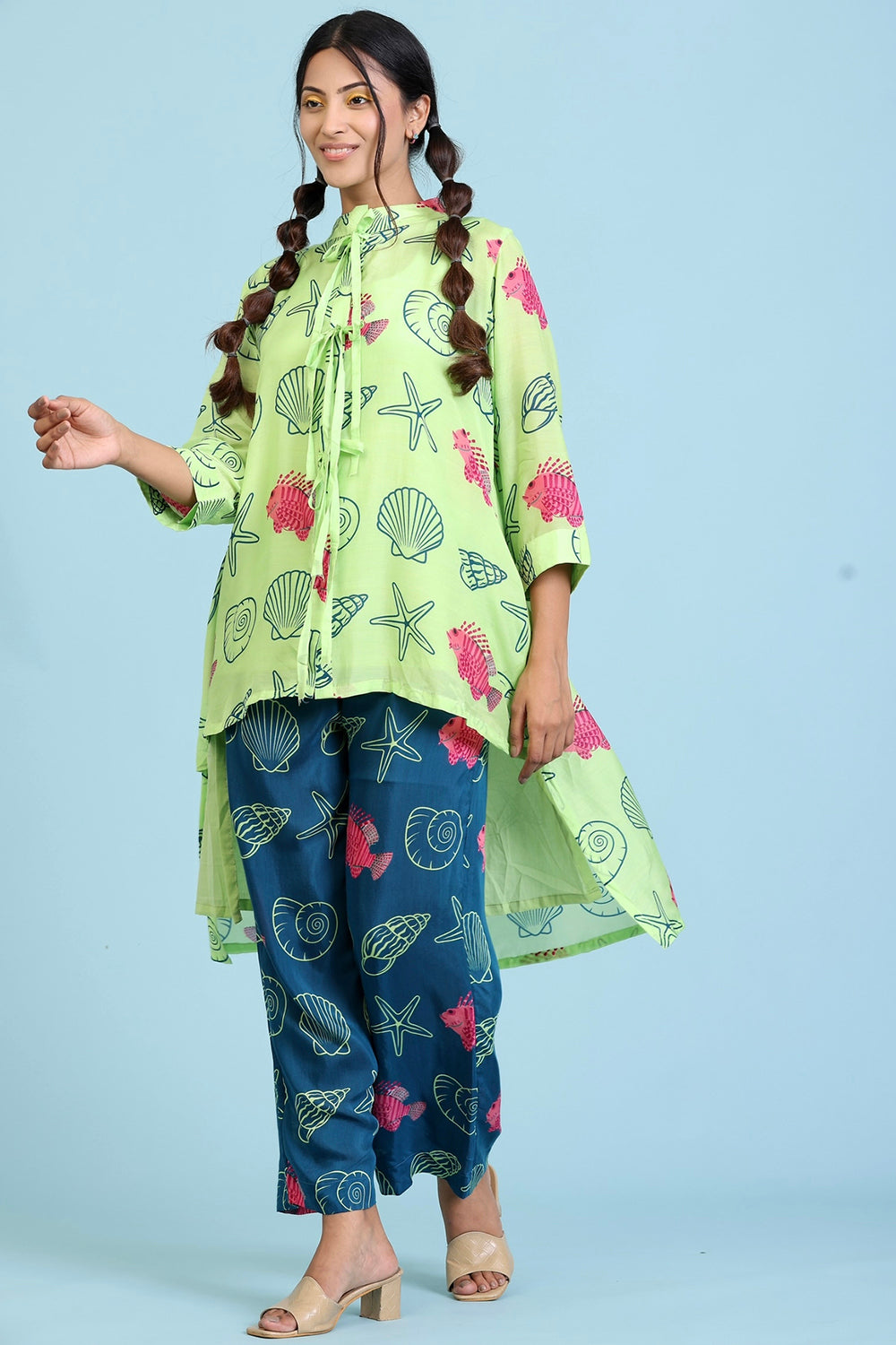 Designer Green And Blue Coord