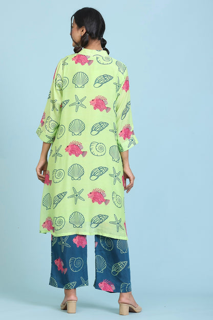 Designer Green And Blue Coord