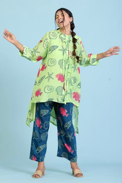 Designer Green And Blue Coord