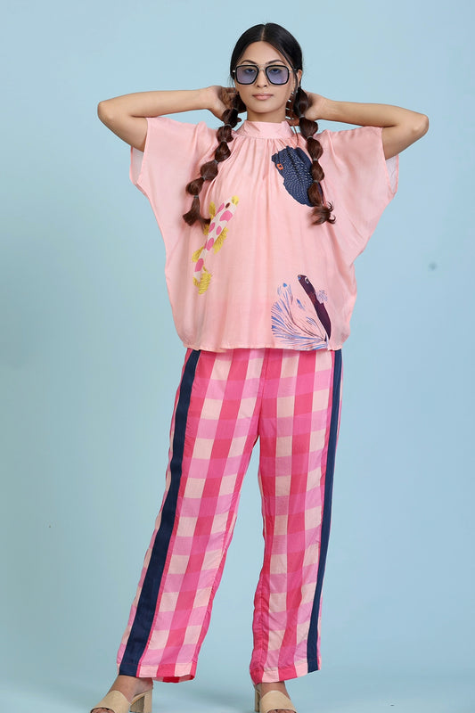 Peach And Magenta Coord