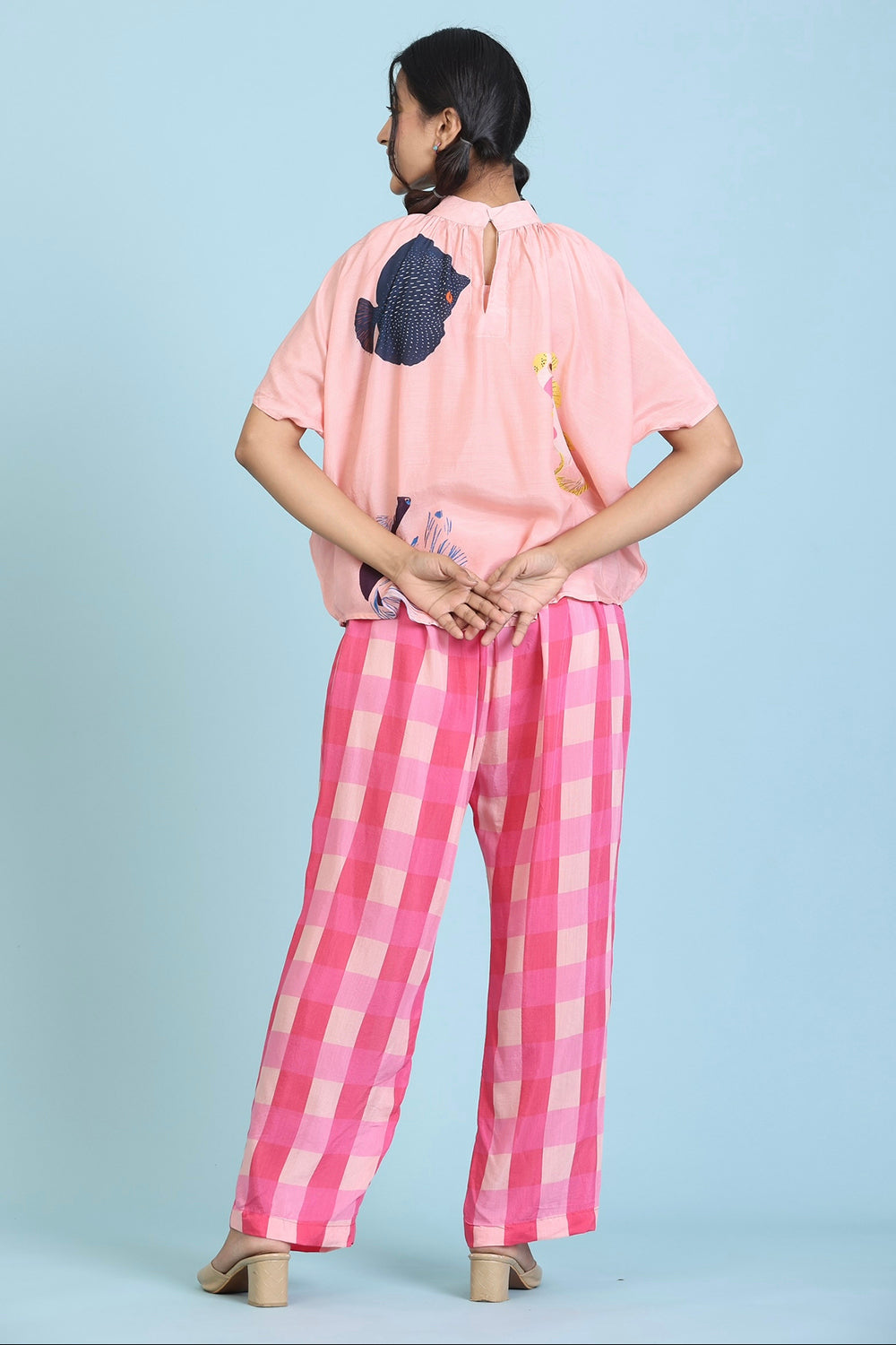Peach And Magenta Coord