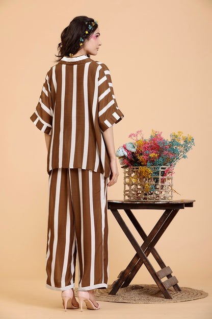 Brown And White Coord Set