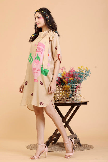Golden Beige Lipstick Dress