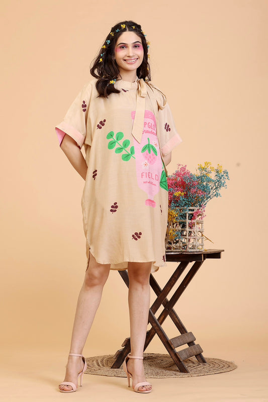 Golden Beige Lipstick Dress