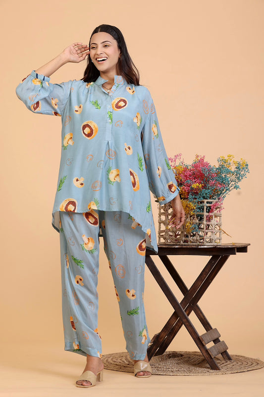 Steel Grey Mushroom Coord Set