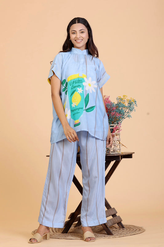 Lipgloss Powder Blue Coord set