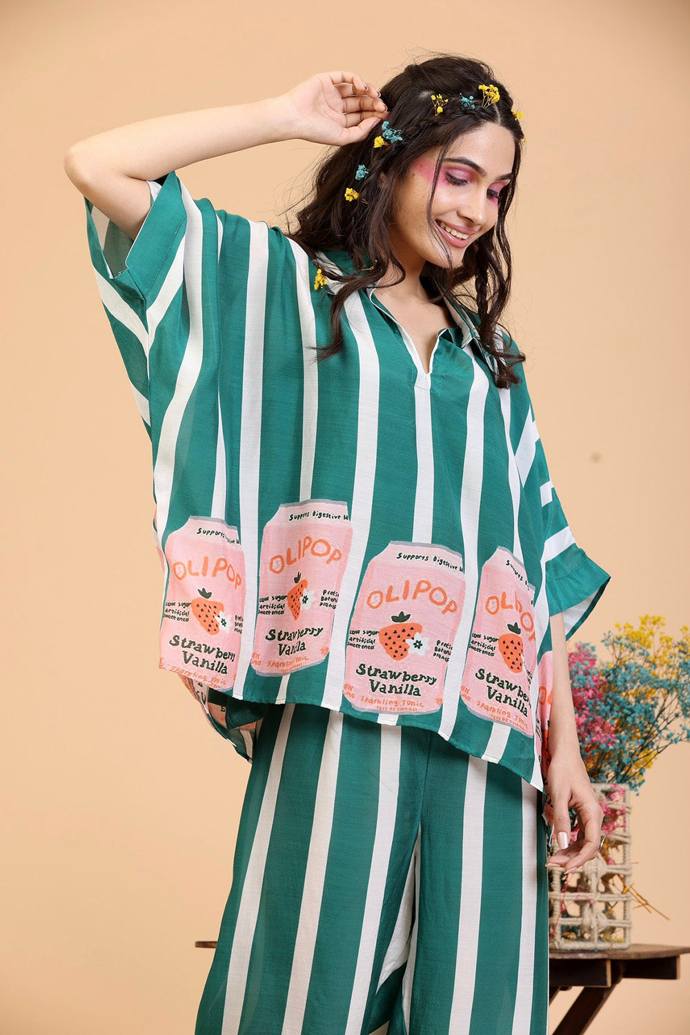 Green And White Coord Set