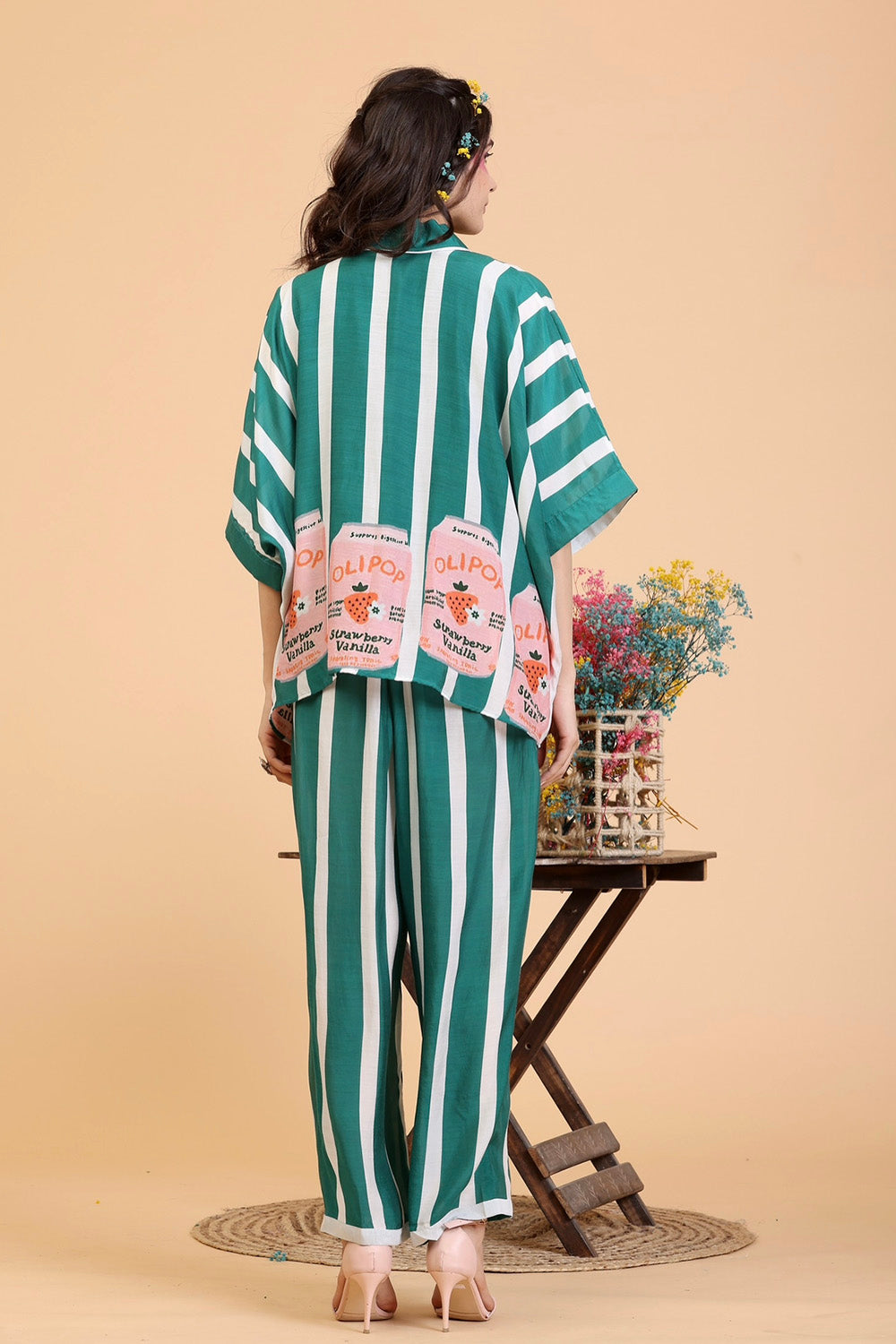 Green And White Coord Set