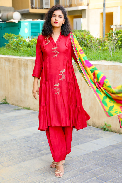 Gathered Kalidar set - Maroon